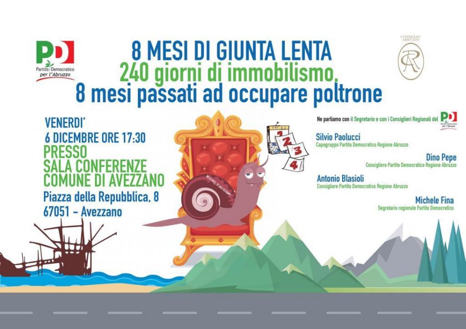 Il Pd Abruzzo ad Avezzano: «8 mesi di Giunta lenta»