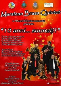 “A 10 anni…suonati” torna a Celano il Marsican Brass Quintet