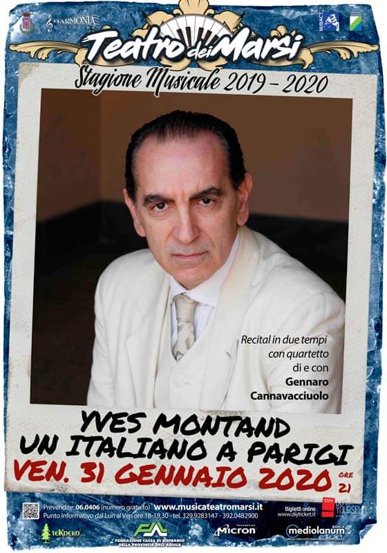Teatro dei Marsi: stasera appuntamento con “Yves Montand. Un italiano a Parigi”