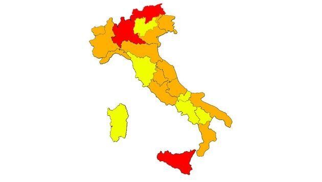 L'Italia cambia colore: 3 regioni in rosso, 9 in arancione