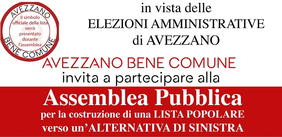 Avezzano Bene Comune: assemblea pubblica verso le elezioni