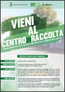 Locandina promozione centro di raccolta
