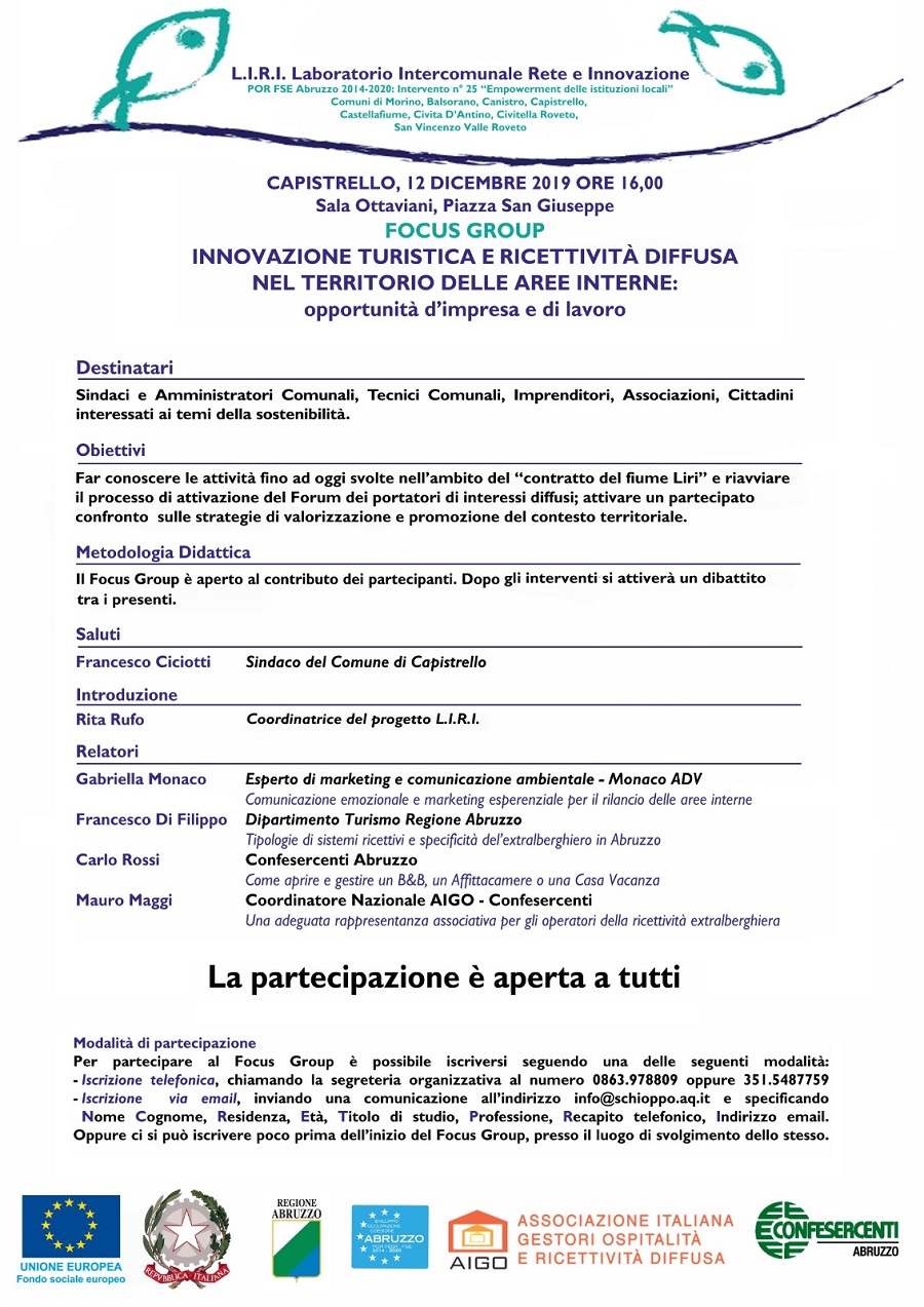 Progetto L.I.R.I.: continuano i focus group