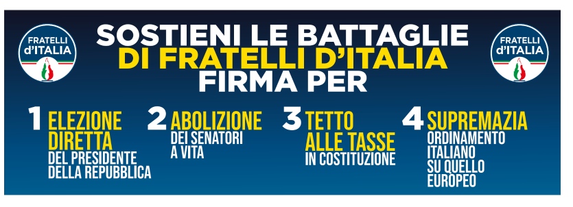 Avezzano, domani mattina raccolta firme di Fratelli d'Italia